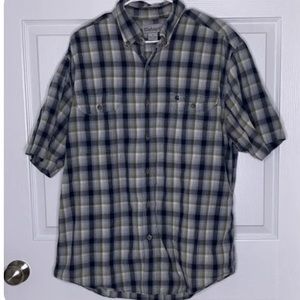 Carhartt Blue Plaid Short Sleeve Button Down Shirt